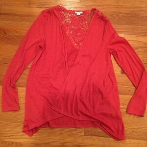 Coral Pink Lace Back Sweater